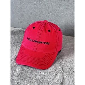Halliburton Hat Cap Strap Back Mens One Size Red Cotton Baseball Q10 4-2-12